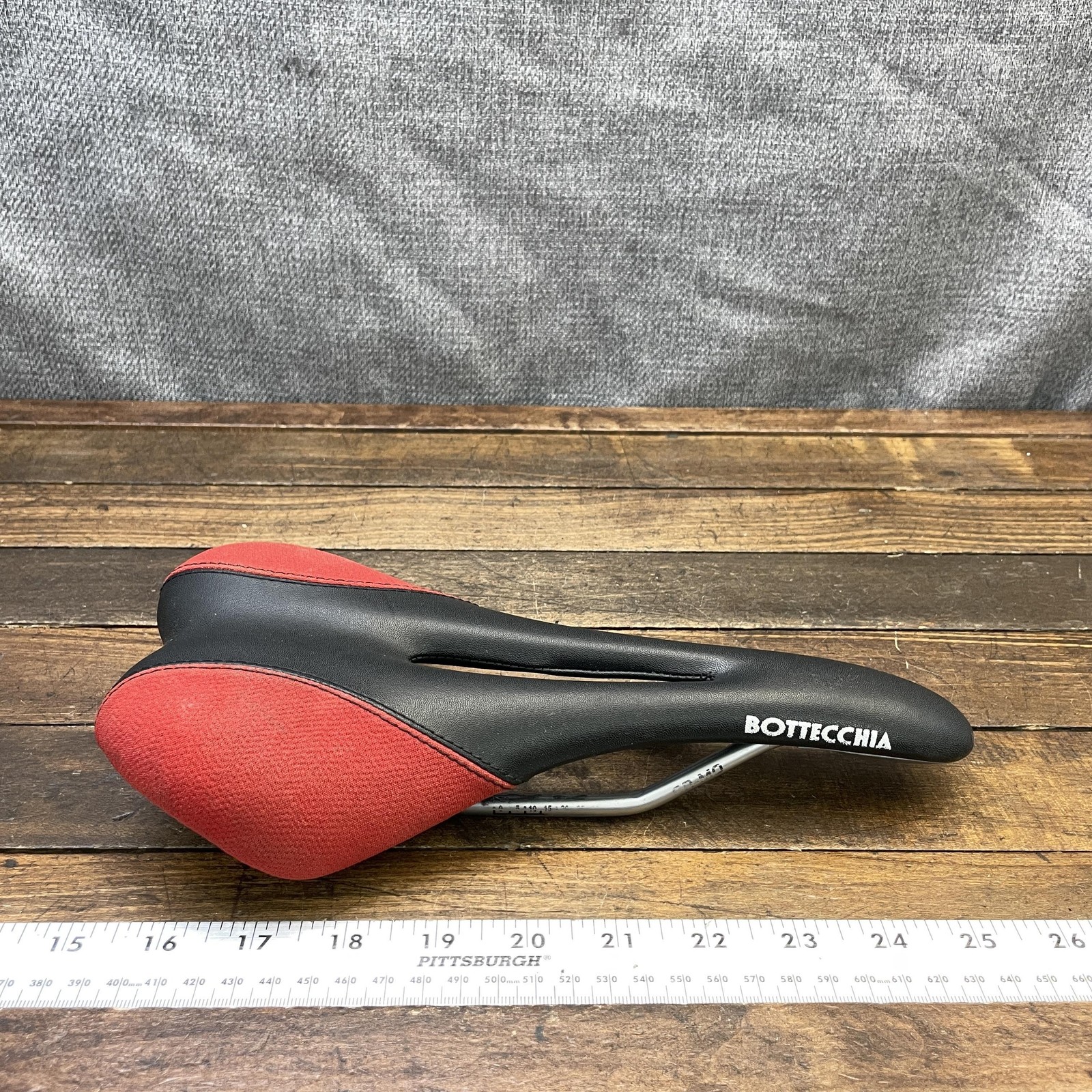 Vintage Bottecchia Seat Saddle Black Red Road Bike Cutout Road Bike CrMo Mens