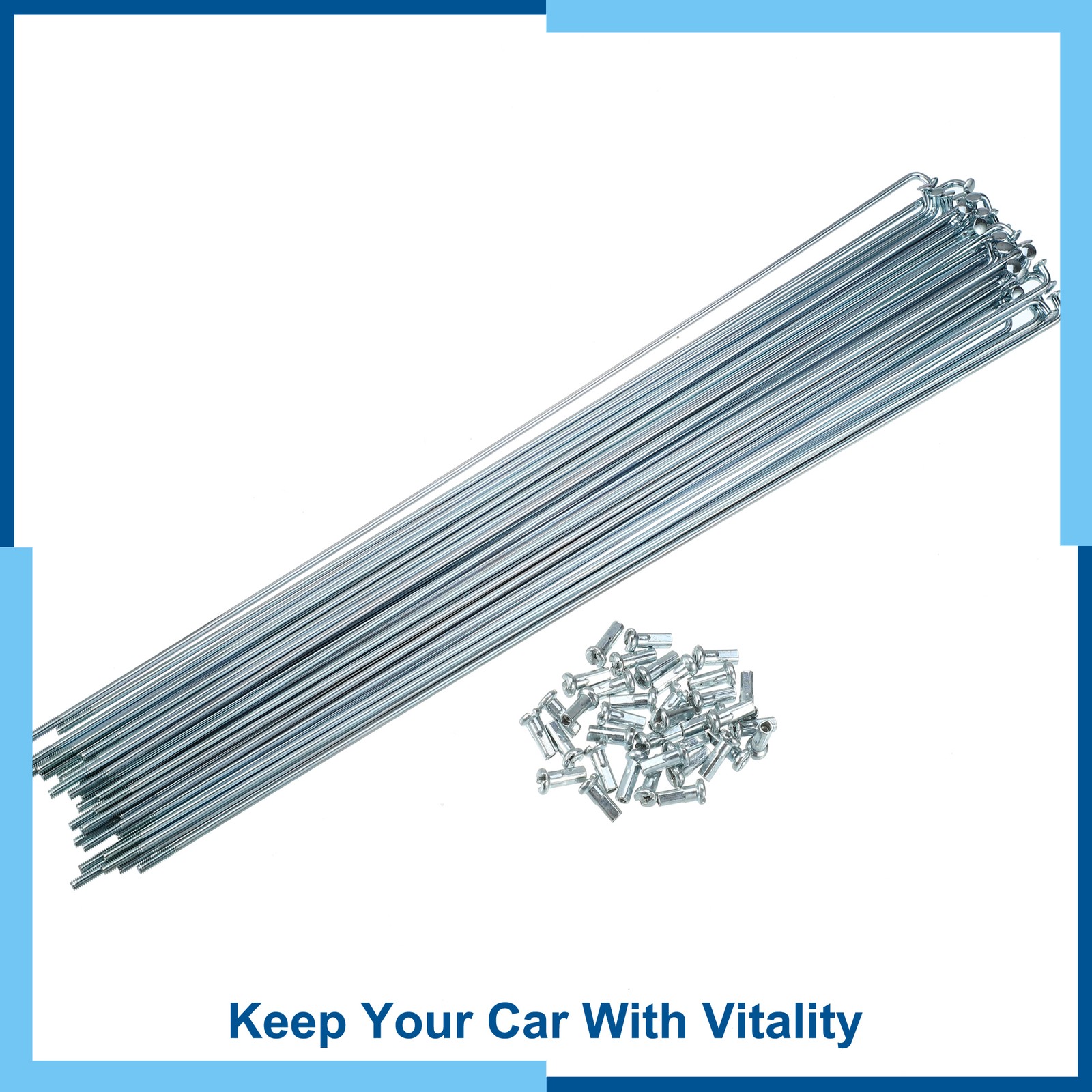 36 Pcs 14G J Bend 260mm x 2mm Bike Bicycle Spokes with Nipples Steel Silver Tone
