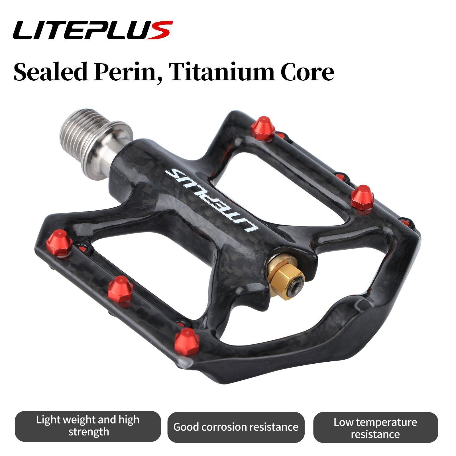 LITEPLUS Ultralight 181g Carbon Titanium Bike Pedal 9/16″ MTB Road Bike Pedals