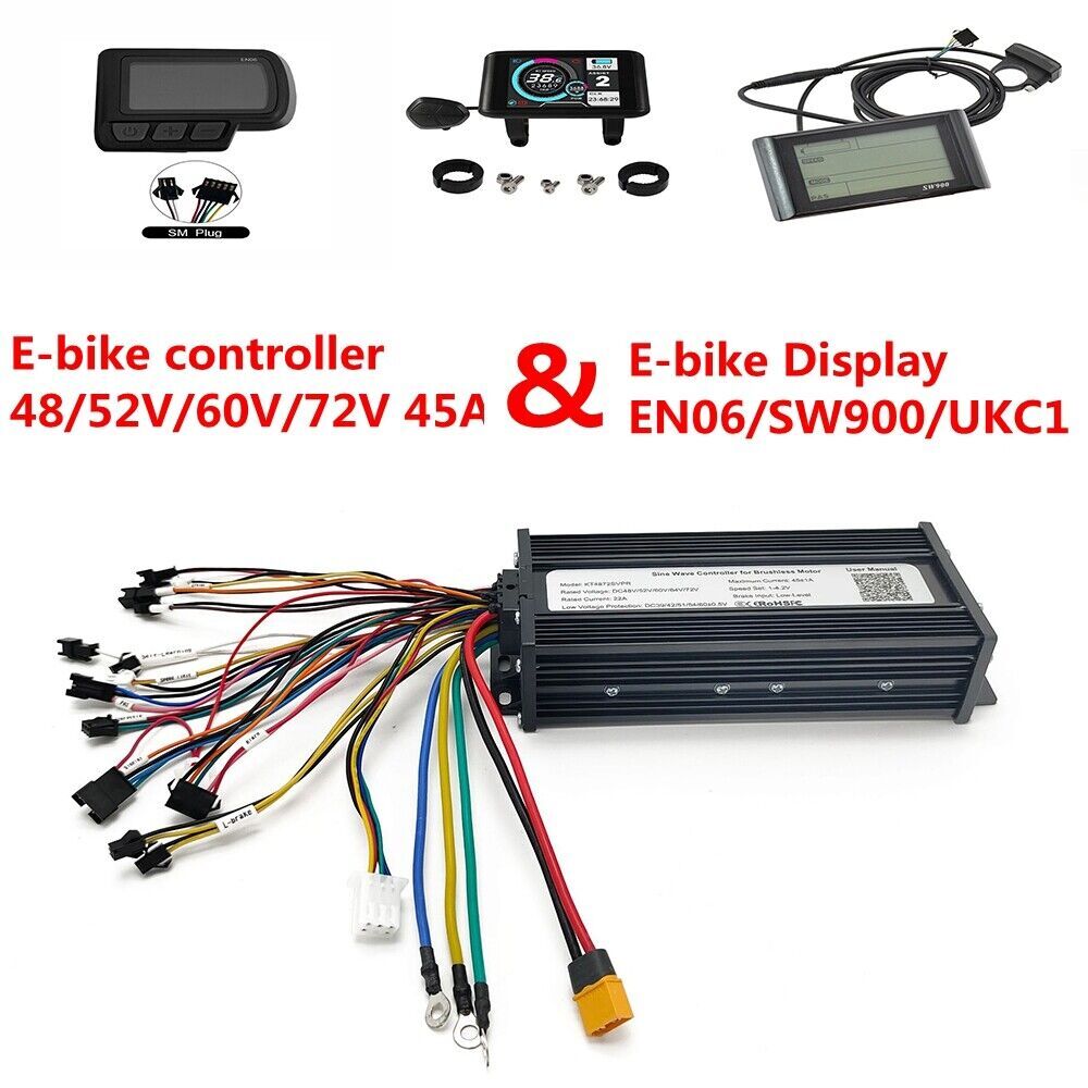 48V 52V 60V 72V E-bike Controller 1500W-3000W 3-Mode Sinewave LCD Display Kits