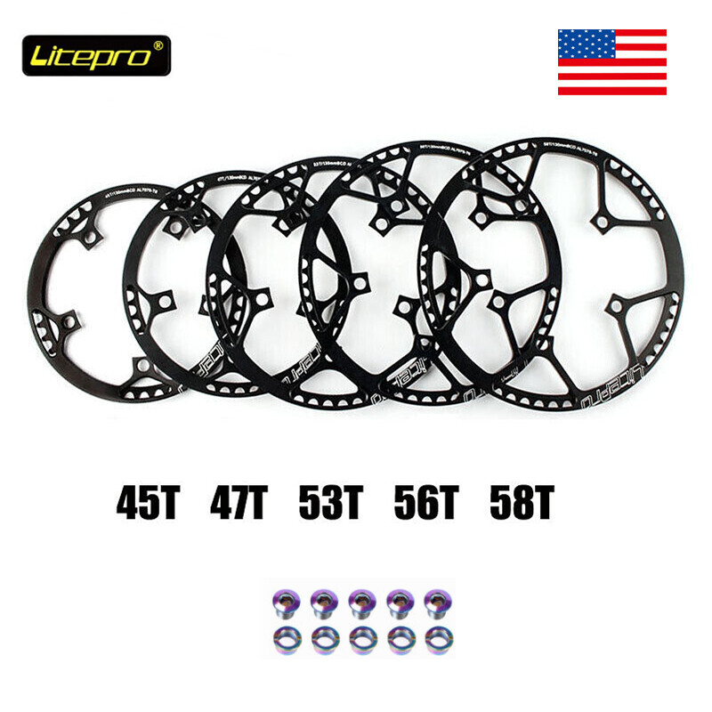 Litepro 130BCD ChainRing 45-58T W/Guard Road Folding Bike Single Chain Bolts CNC