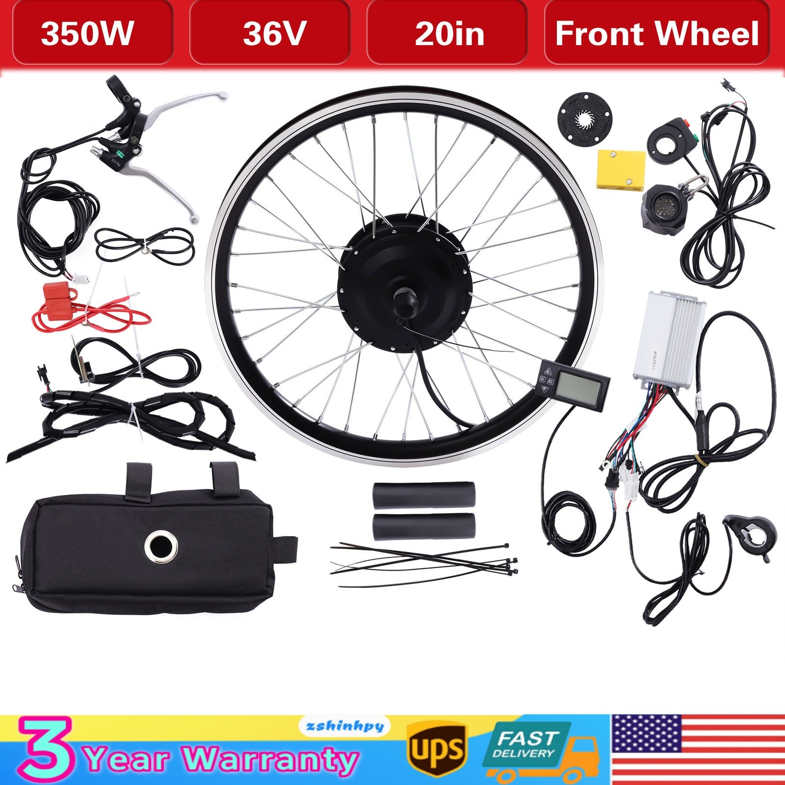 20 Inch 350W E Bike 36V Front Wheel Electric Bicycle Hub Motor Conversion Kit