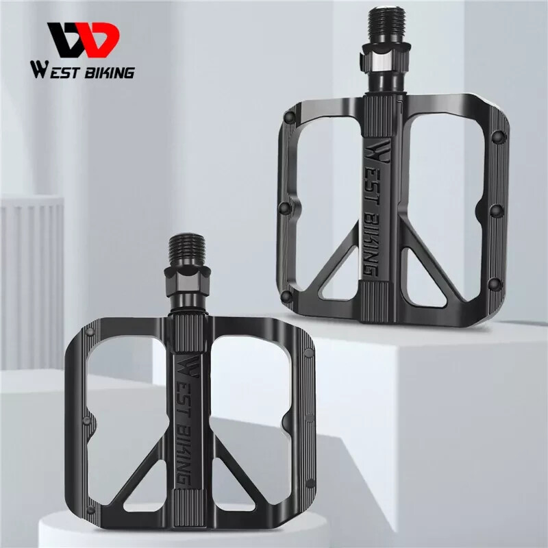 West Biking 9/16 Bicycle Pedals DU Bearing Aluminum Bicycle Pedals in Black
