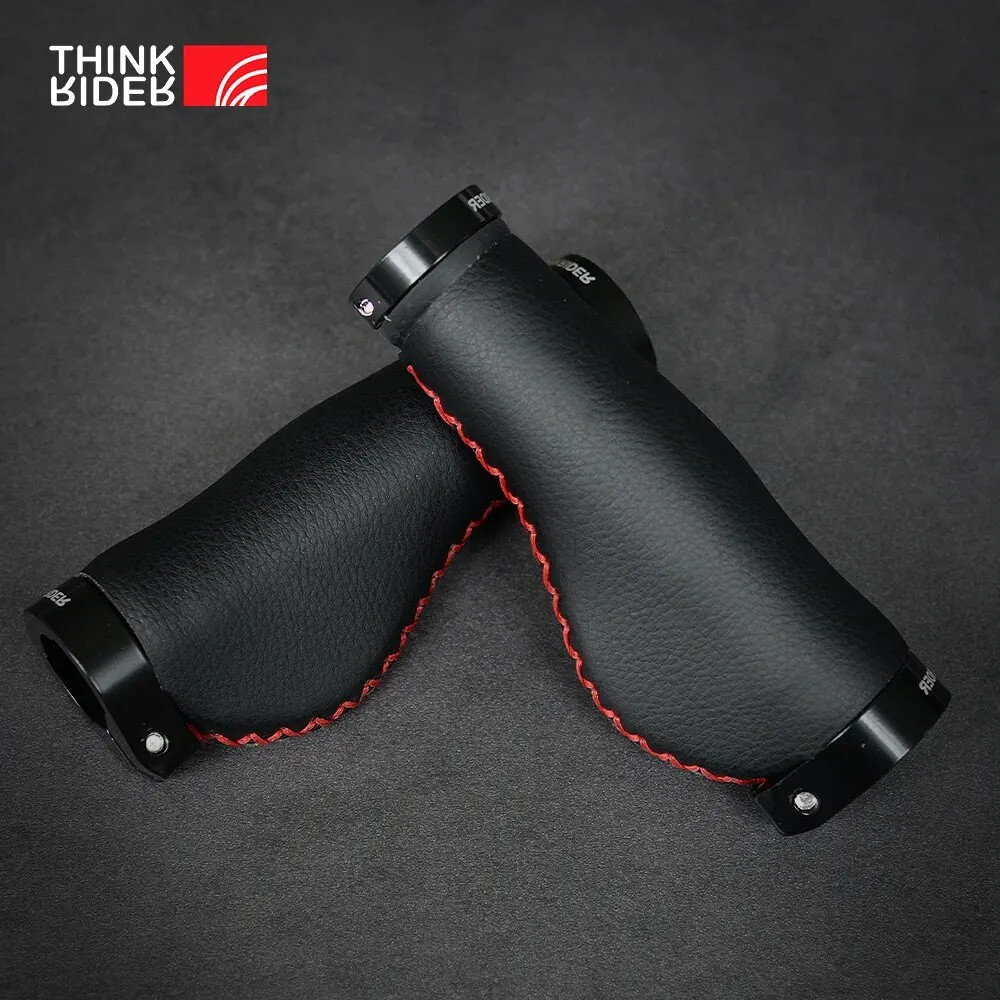 Thinkrider Fiber Leather Bike Grips Non Slip Lock On MTB City Scooter Handle
