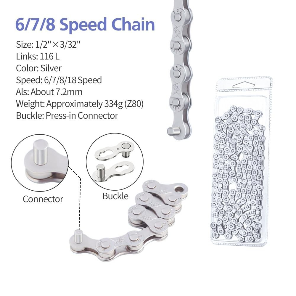 Bike Chain, 6/7/8 Speed Chain, for Road Mountain Racing Cycling