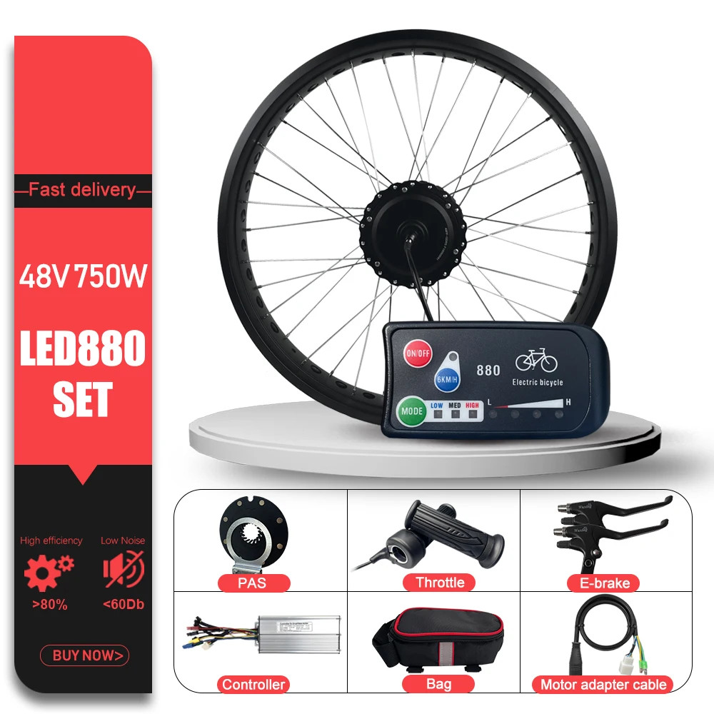 Snow Electric Fat Bike 48V 750W Brushless Gear Front Hub Motor Wheel 20 24 26in
