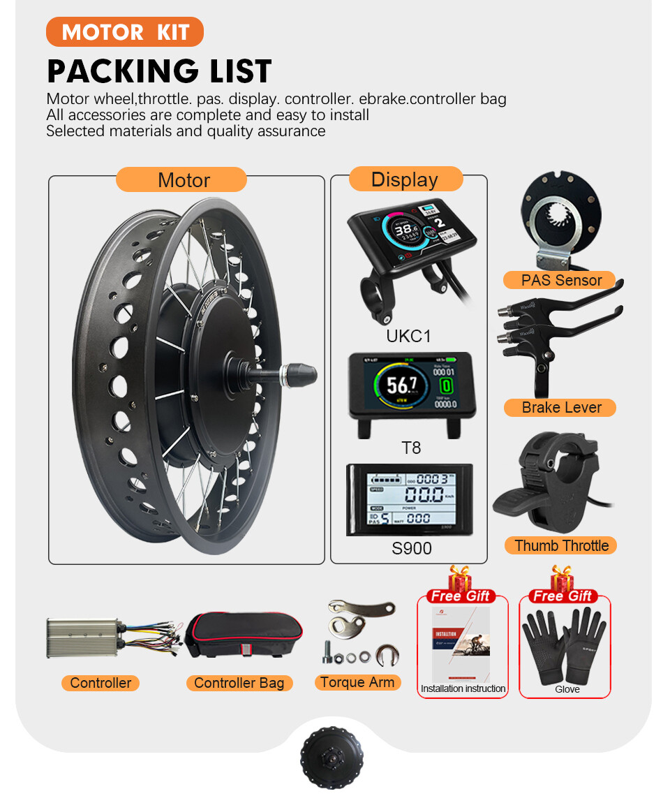 Snow E-bike Conversion Kit 36V 48V 500W Rear Rotate Hub Motor Wheel 20 24 26inch