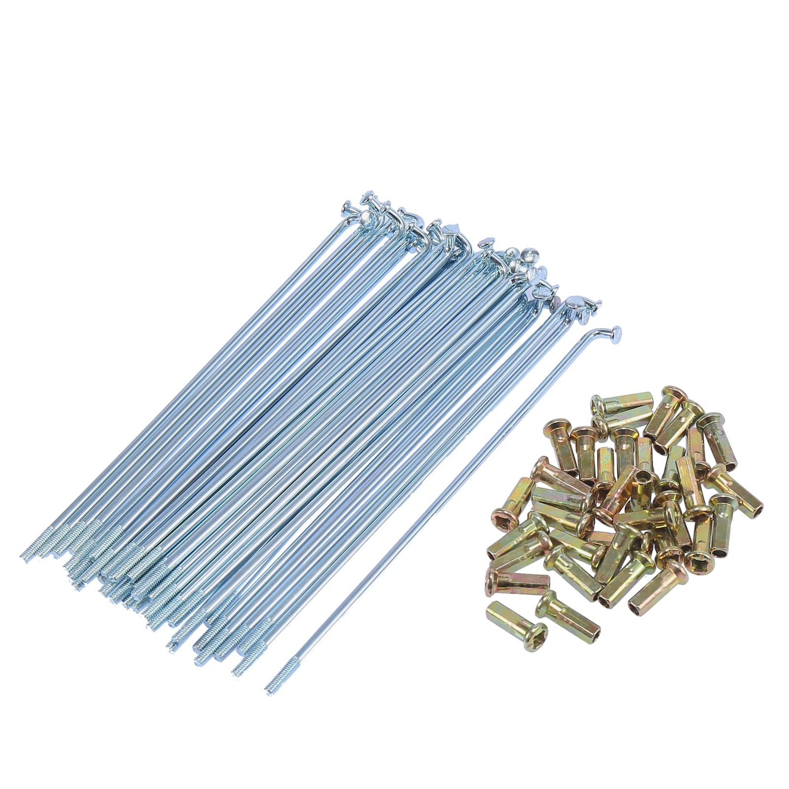 36pcs Silver Tone 3mm Thread Dia 160mm 6.3 Length Motorcycle Wheel Spokes Nip…