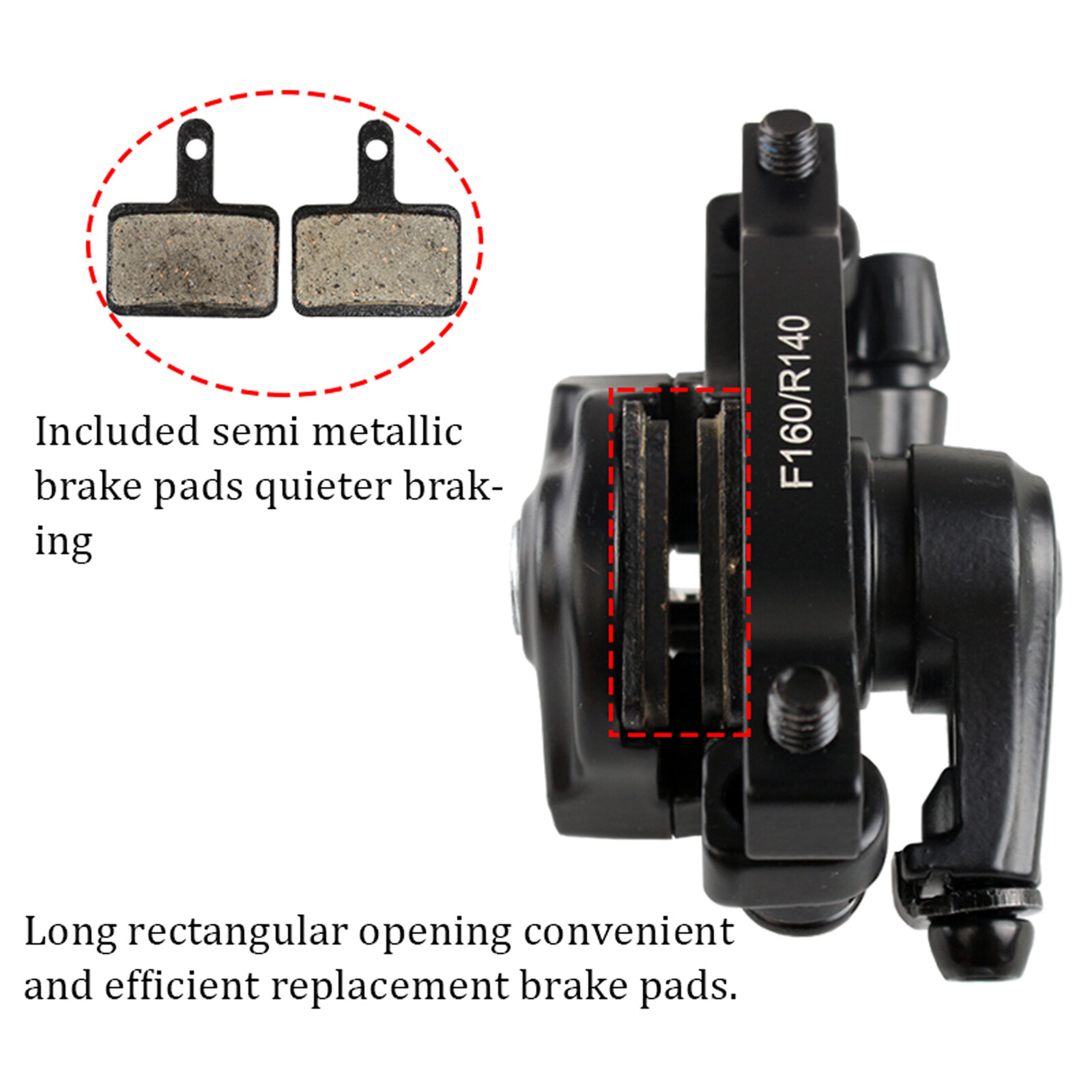 BUCKLOS Mechanical Linaer Pull Disc Brake Caliper Mountain Bike Front Rear 160mm