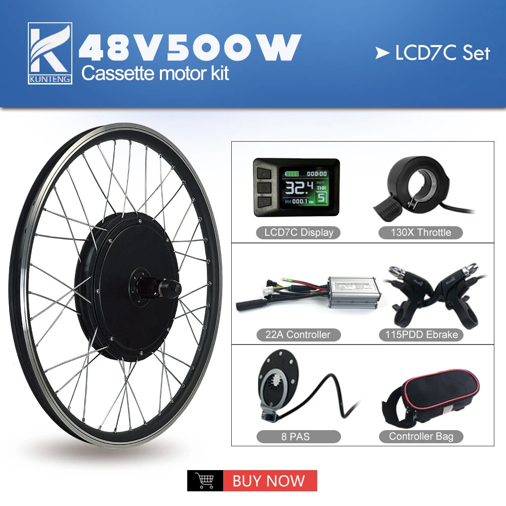 36V 48V 500W MTB Ebike Conversion Kit Rear Cassette Brushless Gearless Hub Motor