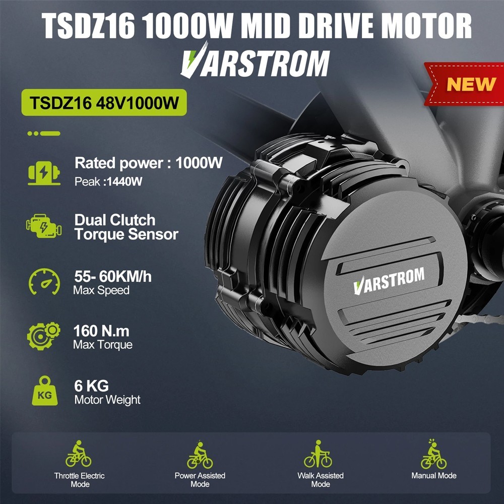 48V1000W Mid Drive Motor Kit TSDZ16 Torque Sensor Ebike Conversion Kit BB68-73MM