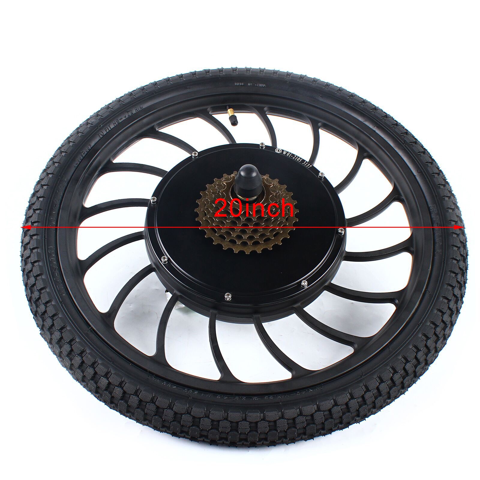1000W 48V 20″ Rear Wheel Brushless Gearless Hub Motor For E-bike 0-40km/h 1kw