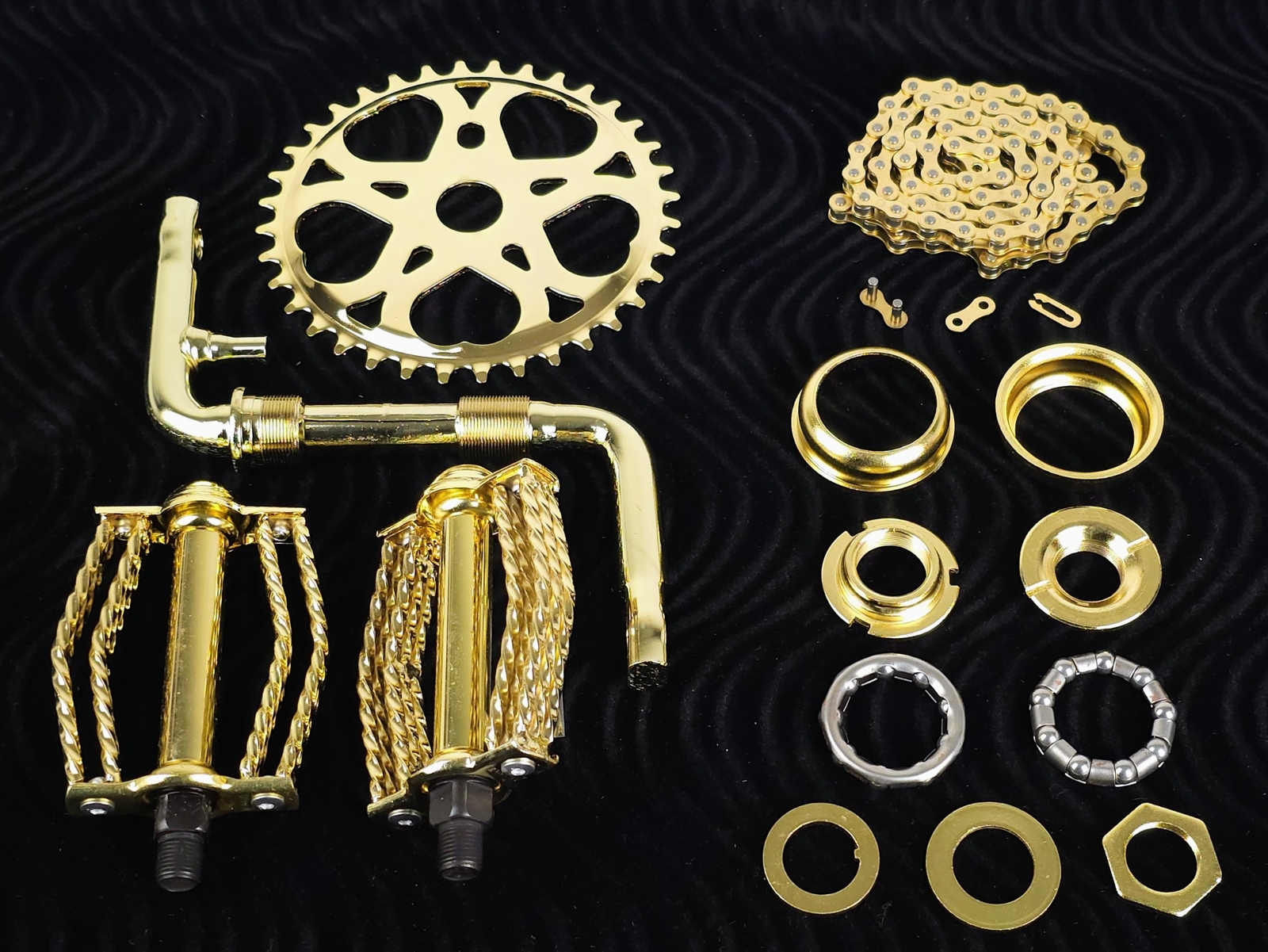 OG LOWRIDER – Regular CRANK PKG – Heart Round Square Twisted Pedal Gold