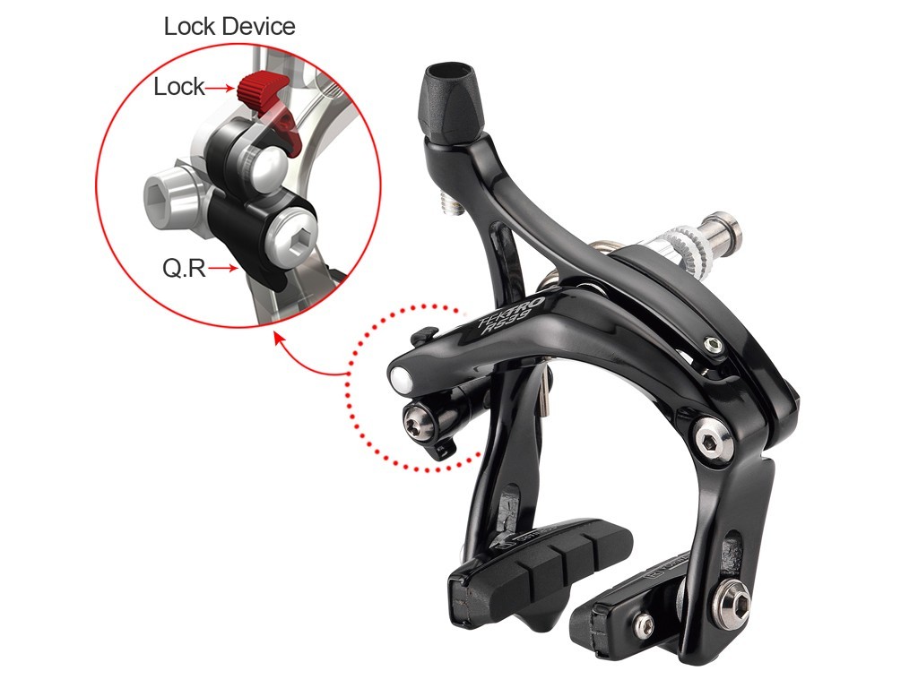 NOS Tektro R539 47-57mm Caliper Brake Set Recessed Mount Front+Rear Black