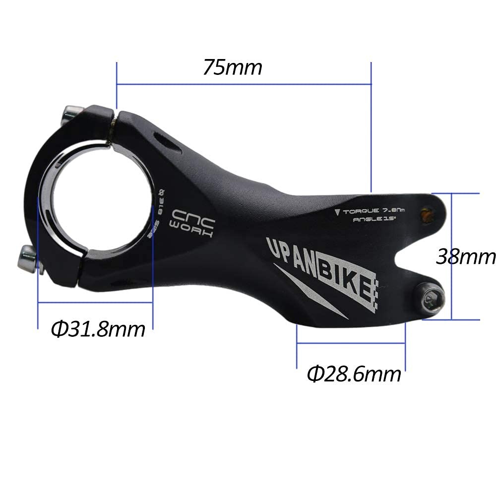 UPANBIKE Bike Stem 31.8mm Length 80mm 15 Degree Handlebar for Mountain Road
