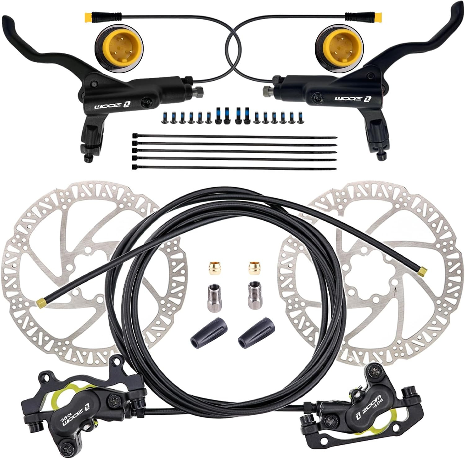Zoom HB876E 2-PIN/3-PIN 4-Pistons E-Bike Electric Power-Off Hydraulic Brake Set