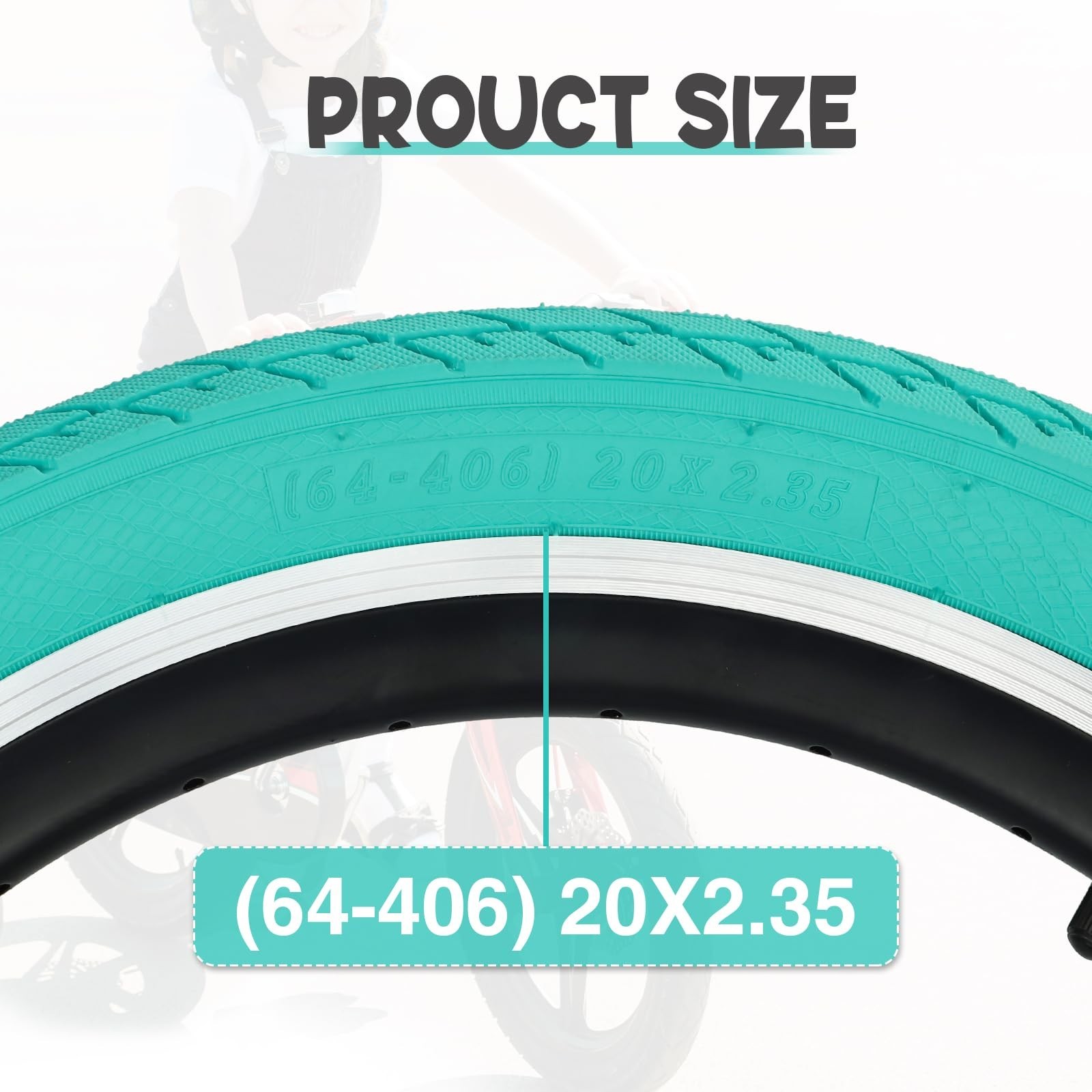 20 x 2.35 inch Kids Bike Tire Colorful Anti – Slip Foldable Replacement All T…