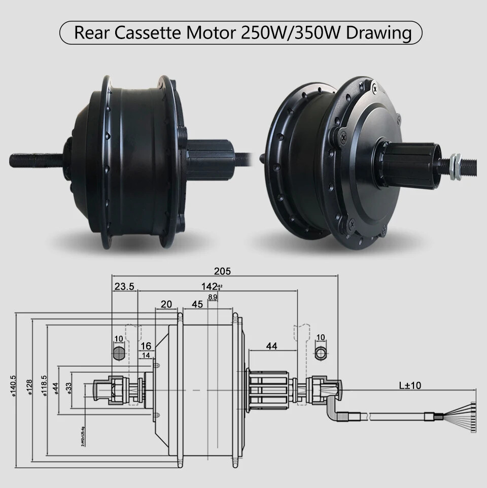250W 350W 500W Electric Bicycle 36V 48V Front Rear Wheel Drive Gear Hub Motor