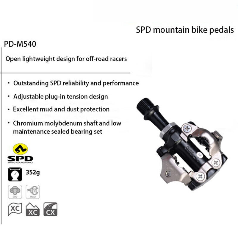 Shimano PD-M540 SPD MTB Clipless Pedals Black 9/16″ SM-SH51 Cleats New