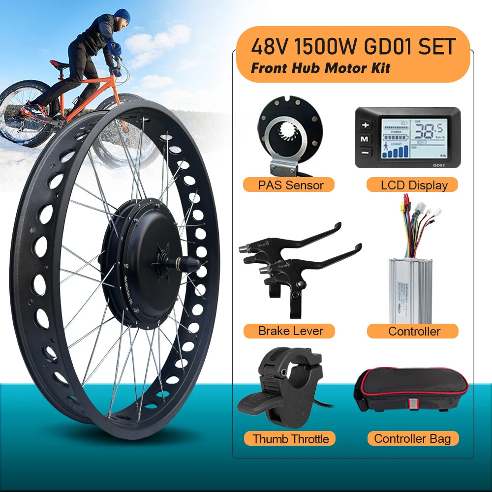 500W 1000W 1500W 20/24/26er Snow Fat Ebike Front Hub Motor for Dropout 135mm