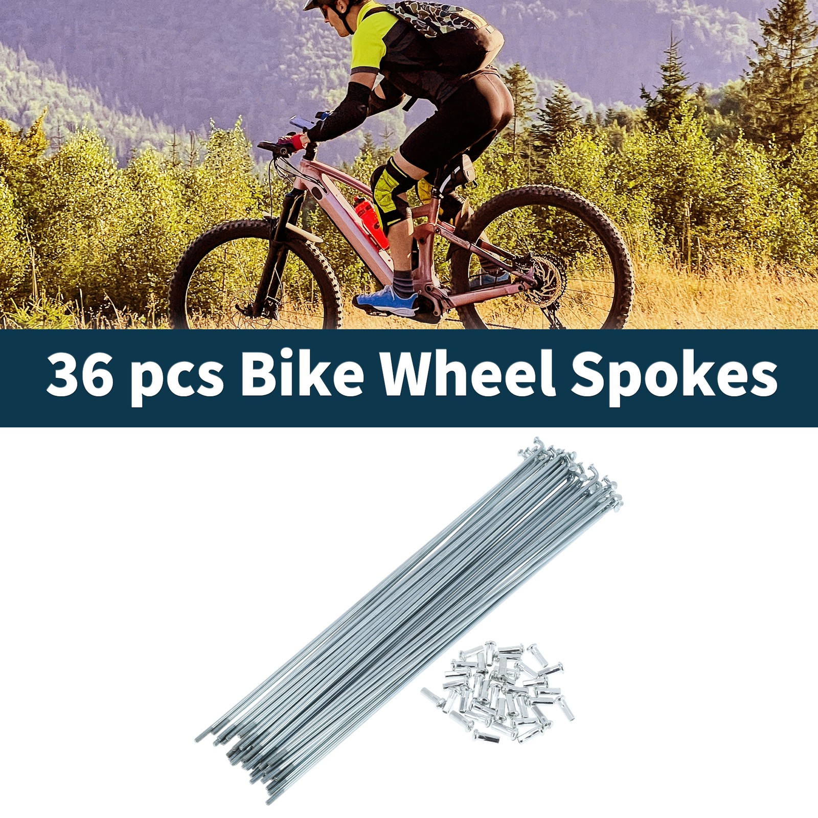 1 Set 13G 221mm Length Bicycle Spokes Nipple 45 Steel Galvanized Universal