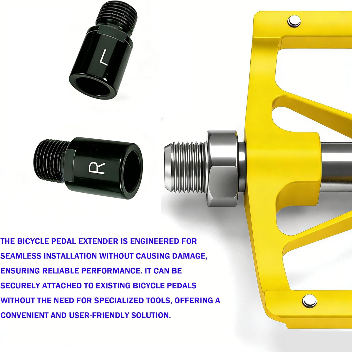 Chrome-Molybdenum Steel Bike Pedal Extenders, 20mm Compatible with 9/16″ Pedals
