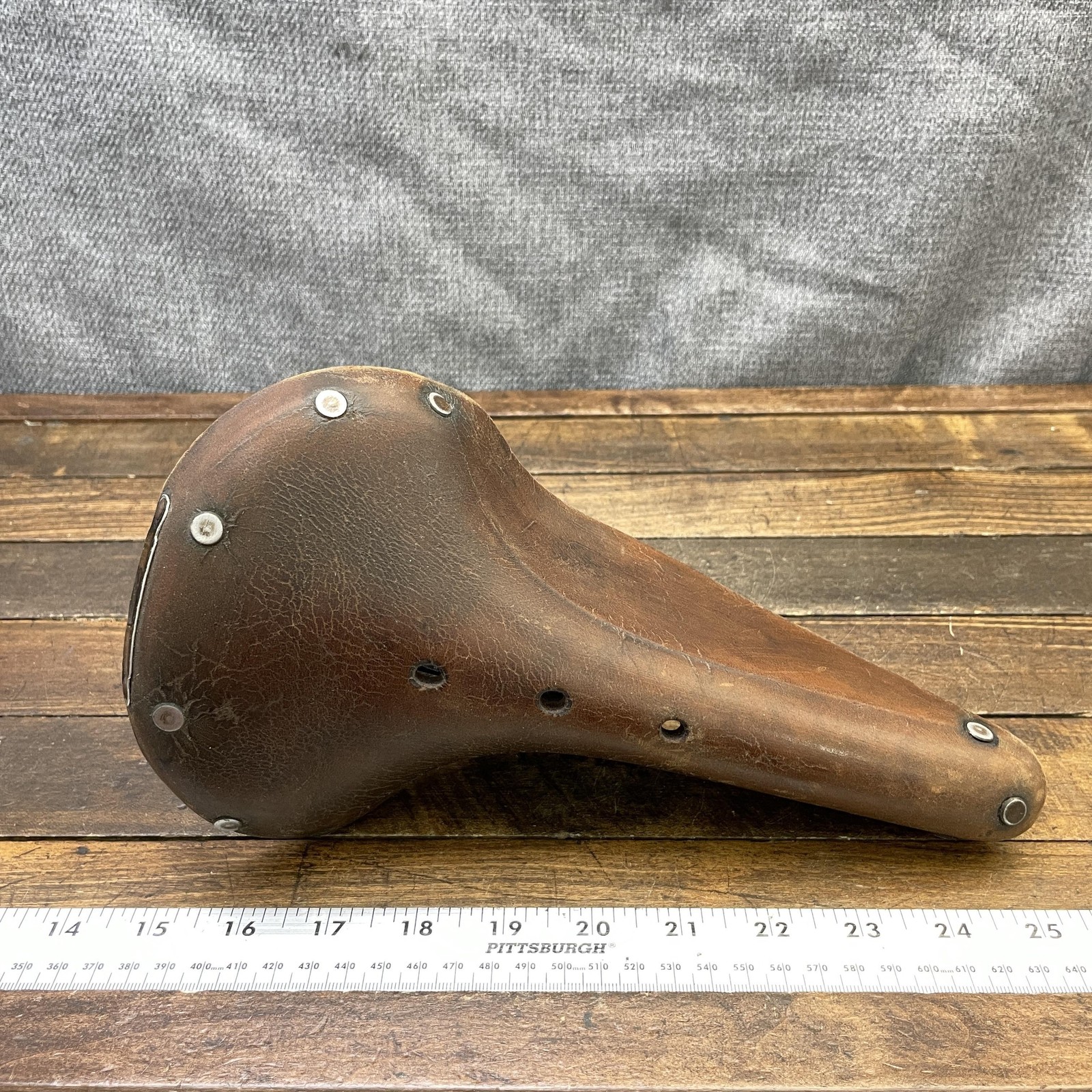Vintage Brooks Leather Saddle Seat Brown England Road Racing Klunker Bicycle