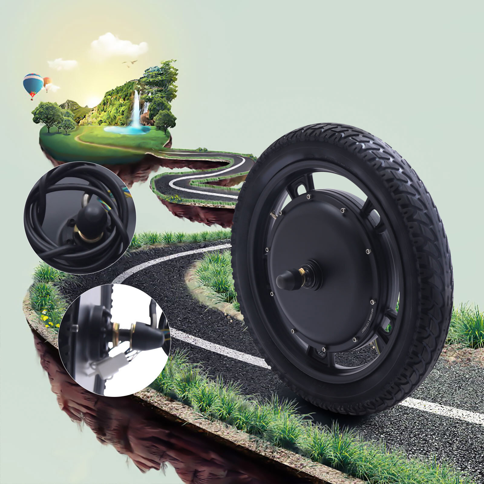 48V 1000W Front Hub Motor Wheel 16×2.50 Electric Bike Conversion Kit