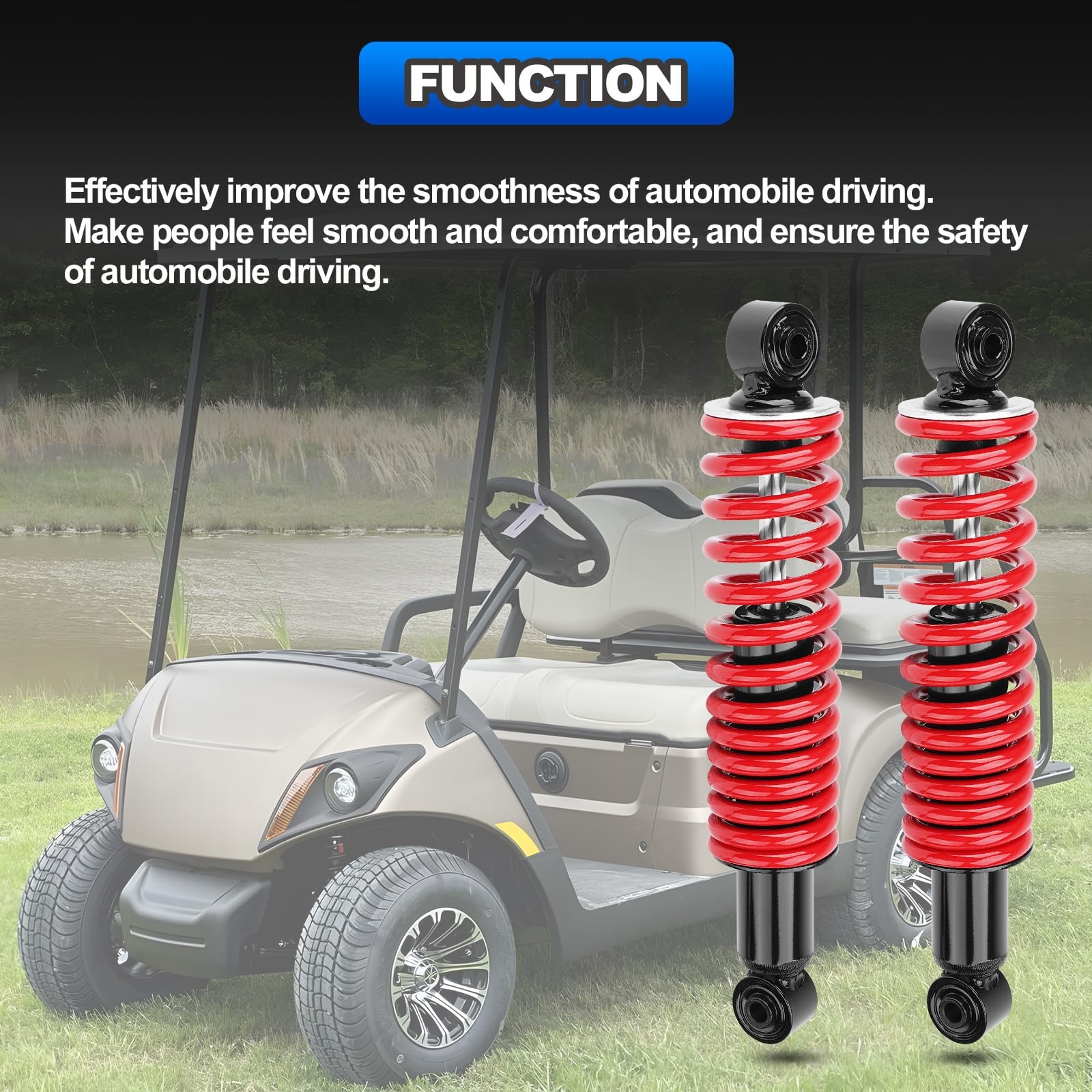 Rear Golf Cart Shock Absorbers Heavy Duty with Springs Compatible Red