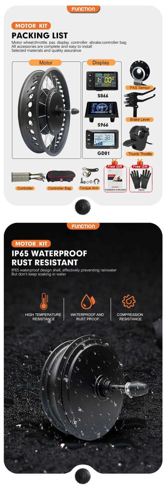 48V 2000W EBike Fat Tire Conversion Kit 4.0Tyre Rear Hub Motor Wheel Snow Bike
