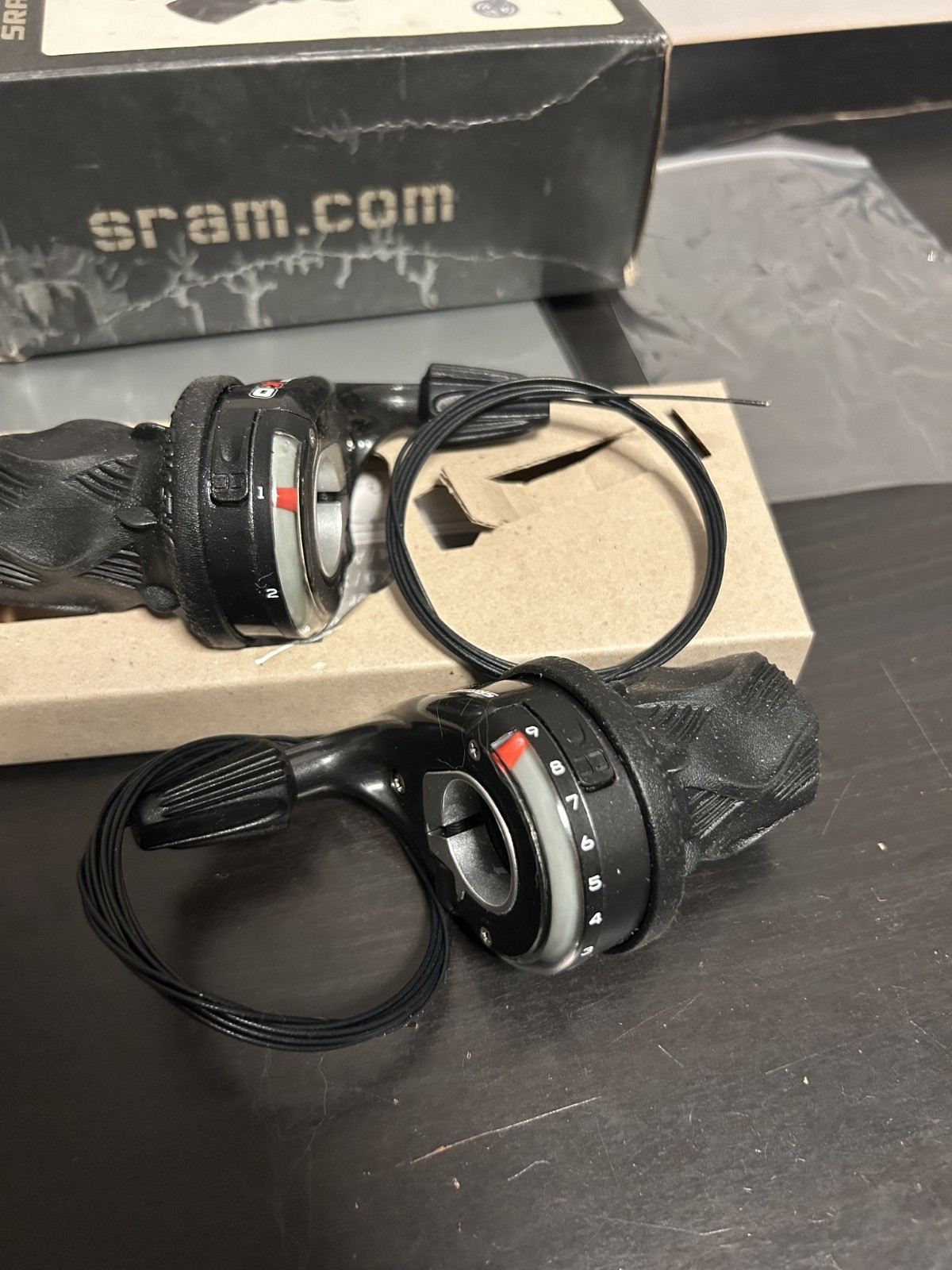 NEW SRAM X-0 3x9s Black Mountain Bike Gripshift Shifters Set NOS