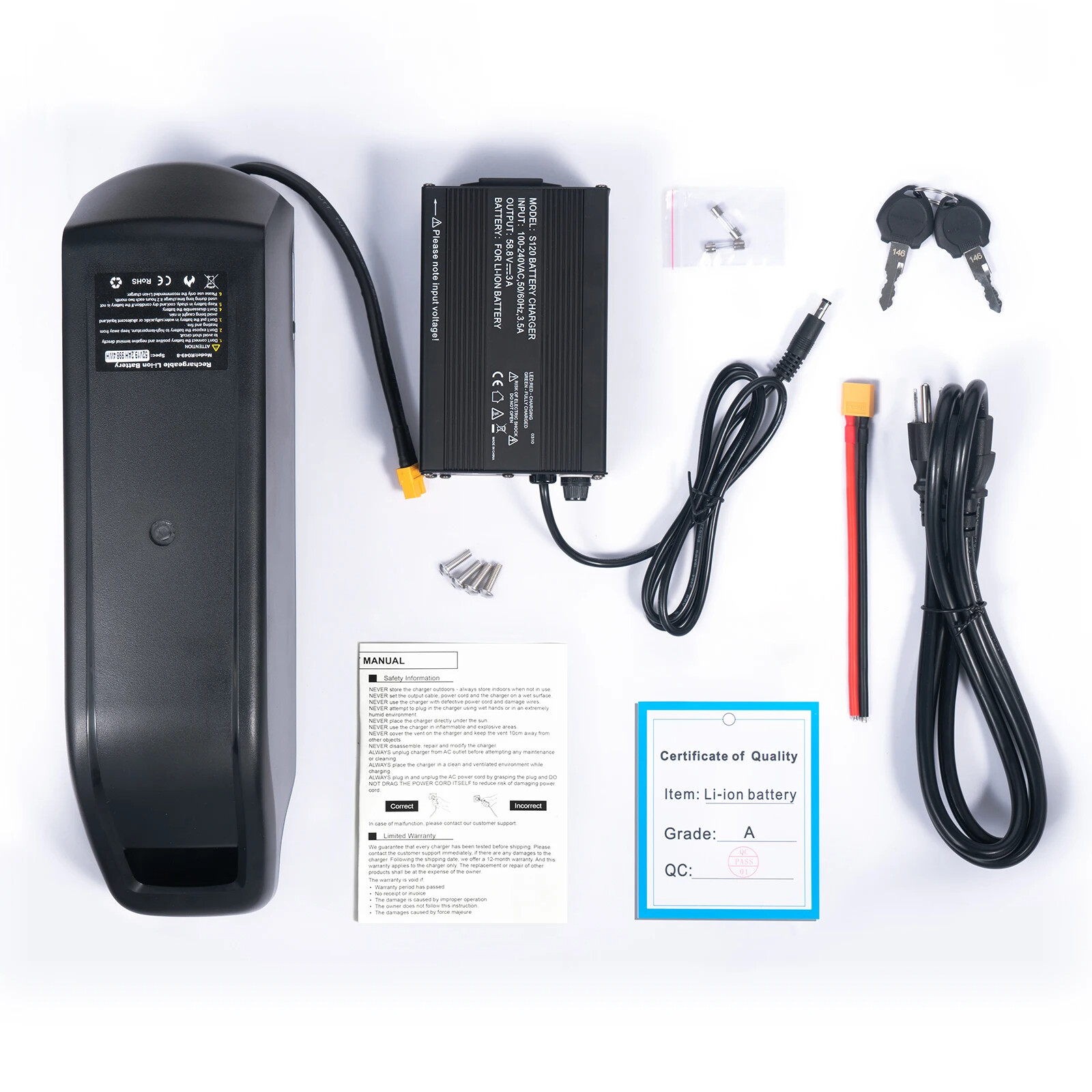 48V 30Ah Jumbo/New Hailong EBike Battery Lithium for 250w-1500W Electric Motors