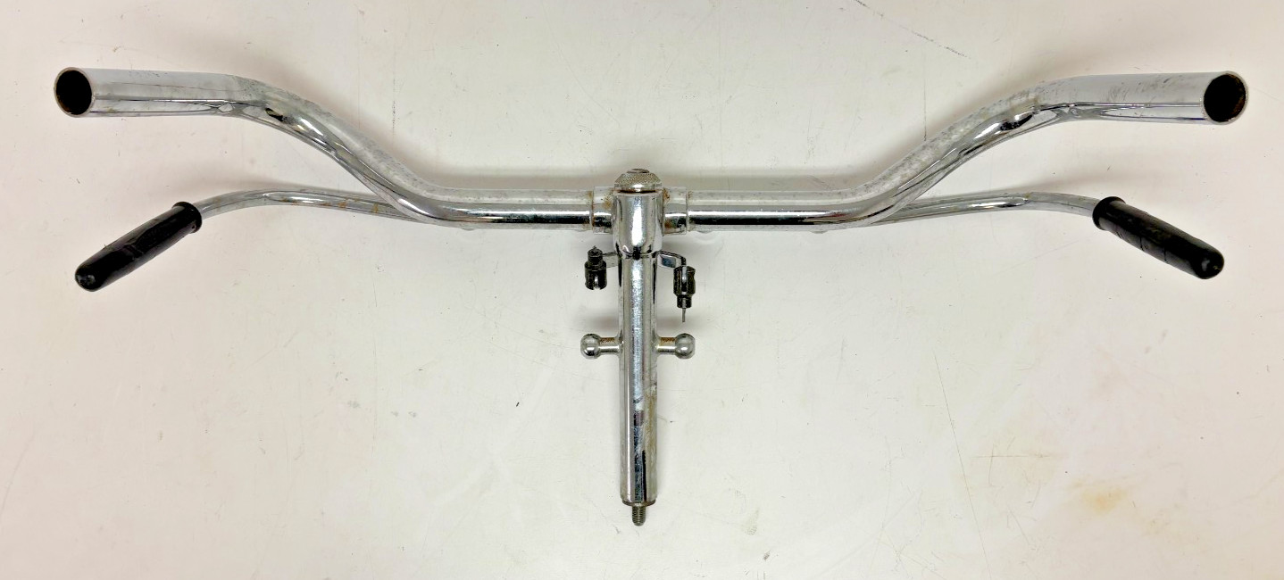Vintage 2M 50cm Silver Steel Cruiser Bike Handlebar Quill Stem Rod Brake Levers