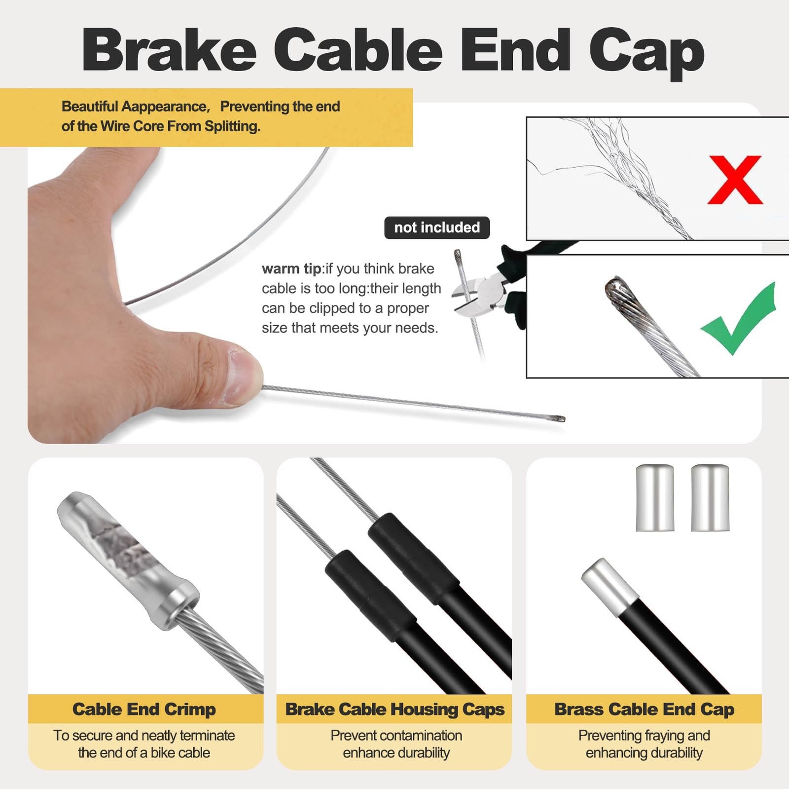 BMX Bike Gyro Brake Cables Front + Rear (Upper As shown in the figure, black