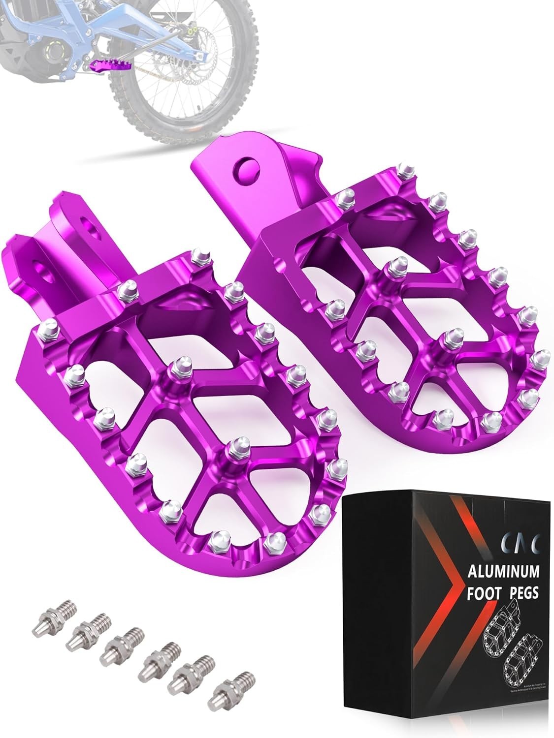 Dirt Bike Pegs,Motorcycle Foot Pegs MX Foot Pedals Rests CNC for Light purple