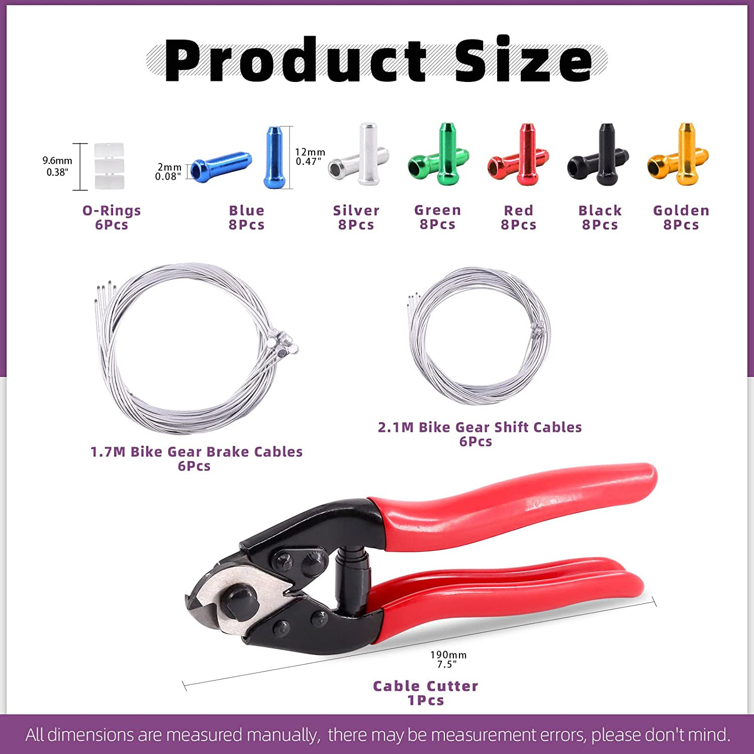 Stainless Steel Bike Cable Cutter and Brake/Shift Cable Kit with Crimp Termin…
