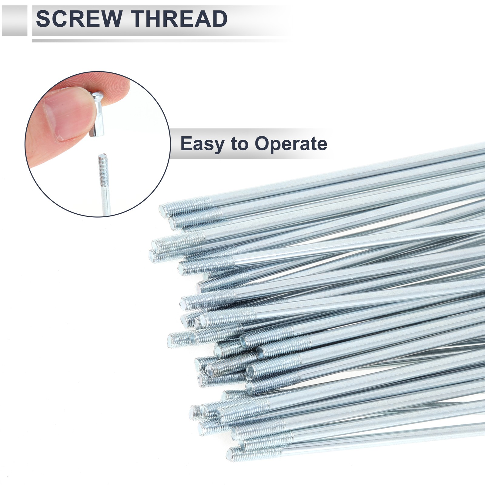 1 Set 12G 76mm Length Bicycle Spokes Nipple Carbon Steel Galvanized Silver Tone