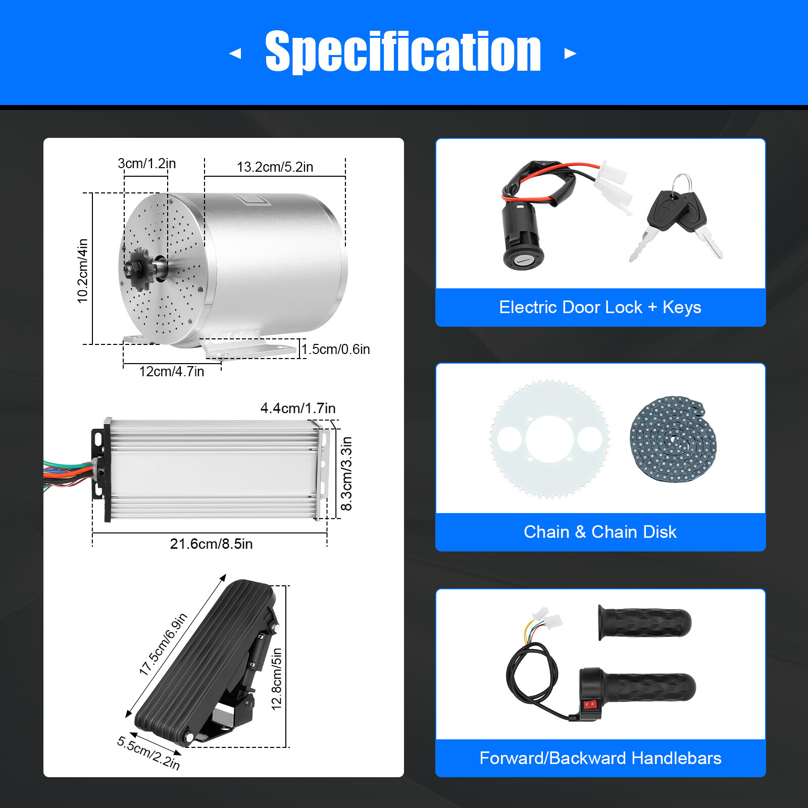 48-72V DC 3000W Motor Kit with Brushless Controller for Electric Scooter E-Bike
