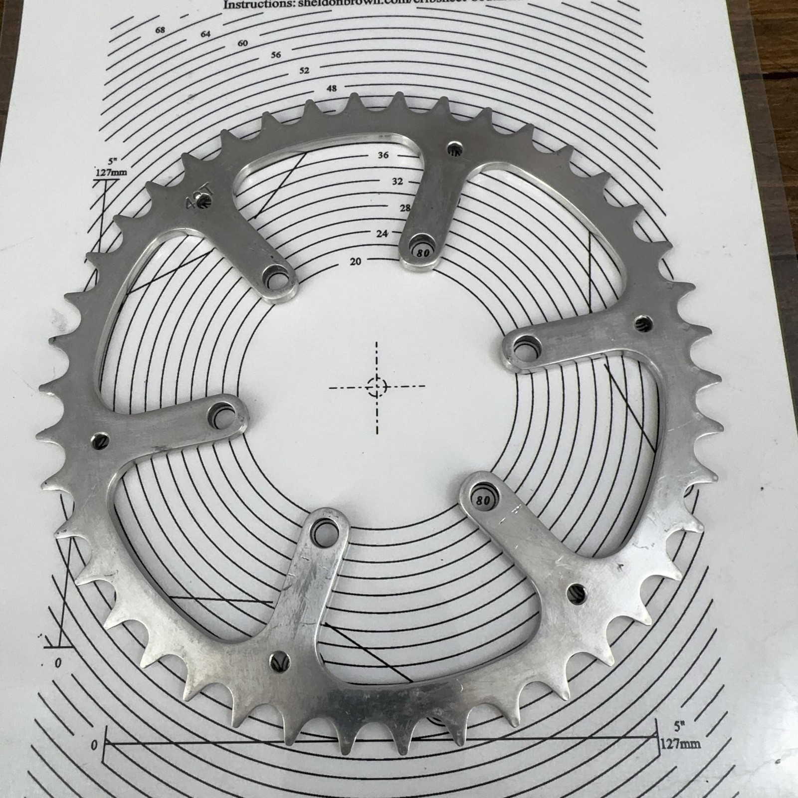 Vintage TA 48T Chainring 80 BCD 5-Arm Silver Aluminum Bike Outer 48 Tooth