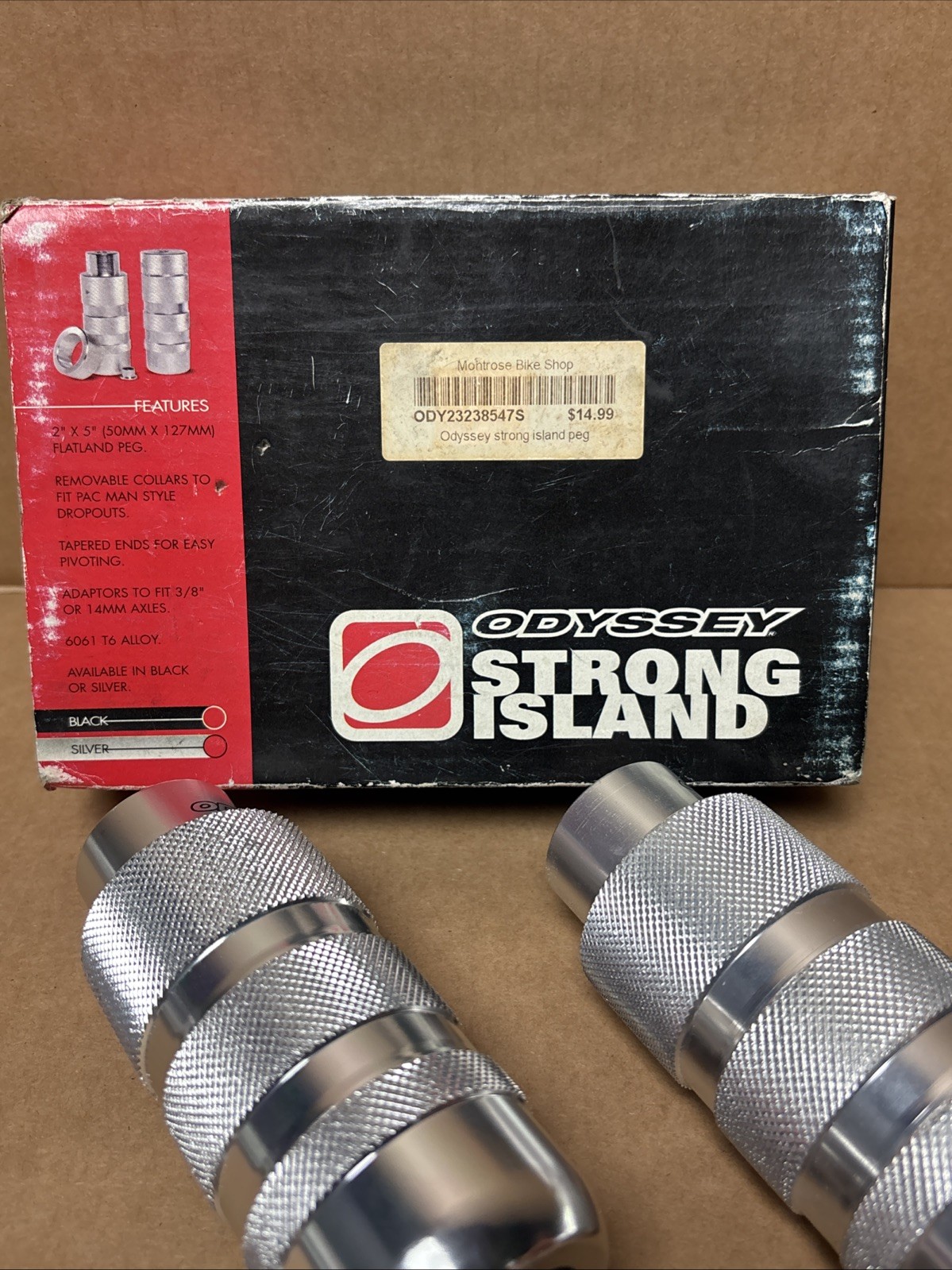 NOS Odyssey Strong Island 3/8|14mm Oversized Alloy BMX Pegs Fit: GT Pac-Man Dyno