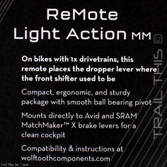 Wolf Tooth Components ReMote Light Action Bike Dropper Lever For SRAM MatchMaker