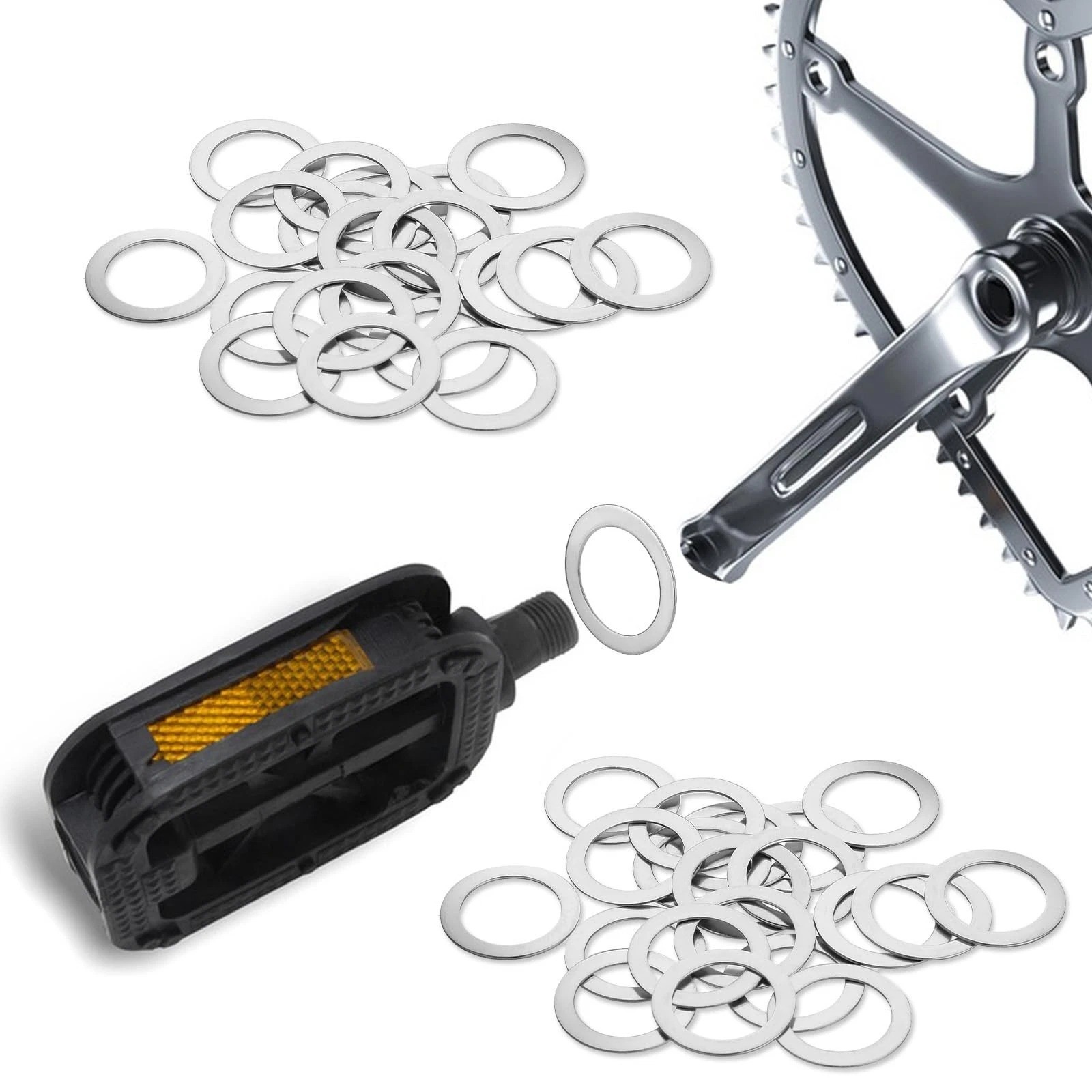 20PCS Pedal Washers Spacers, 9/16” Road Bike Pedal Extenders Bicycle Stainles…
