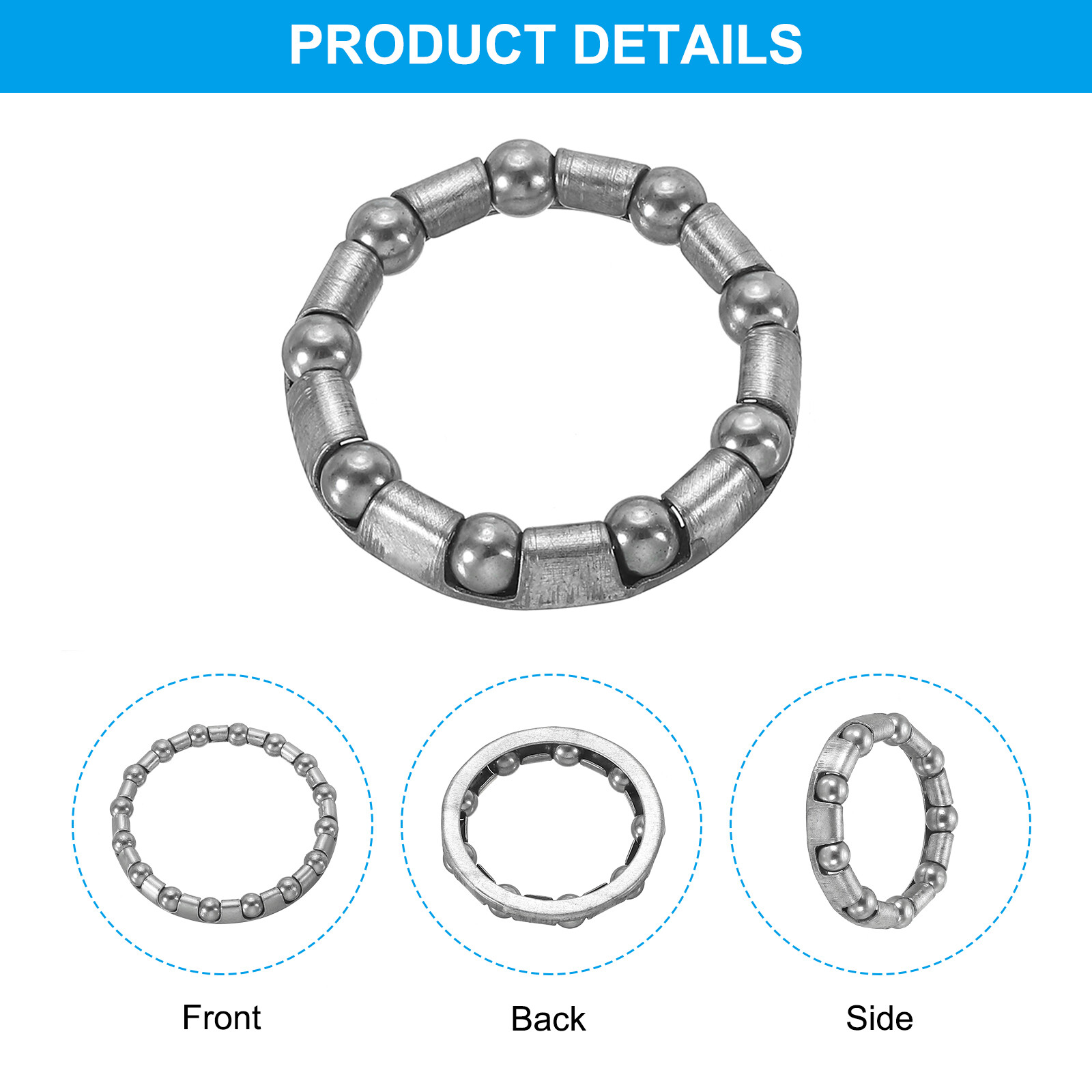 Bike Ball Crank Bearing 31mm x 9 Balls, 4 Pack Bicycle Bearings, Silver