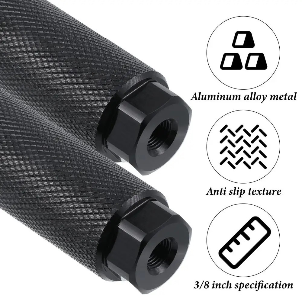 Aluminum BMX Bike Pegs Anti Slip Foot Rest Axle Stunt Pegs 3/8 Inch Bicycle Pair