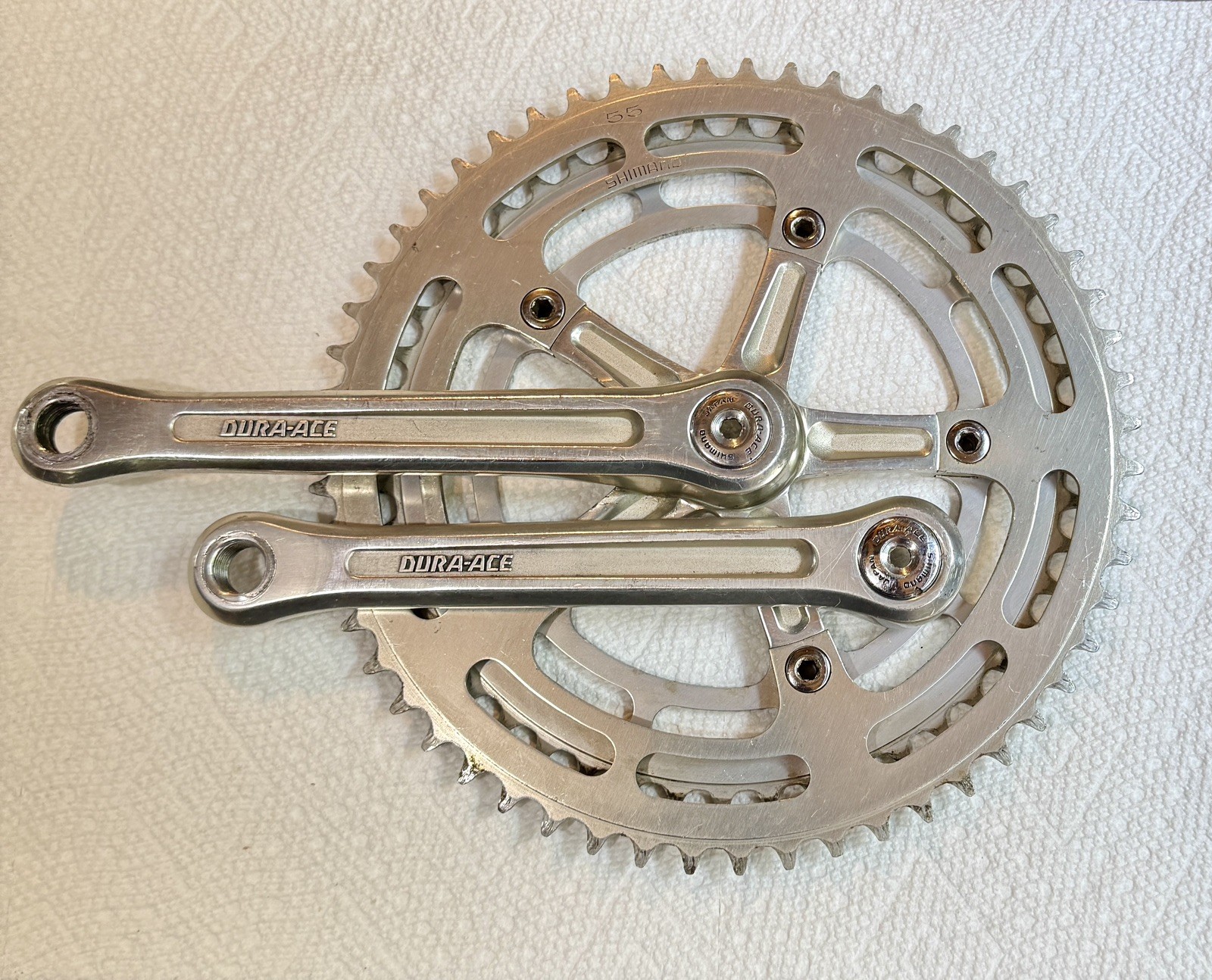 Vintage Shimano Dura-Ace GA-200 Crank Set, Caps 170mm arms, 130mm BDC, 55/48