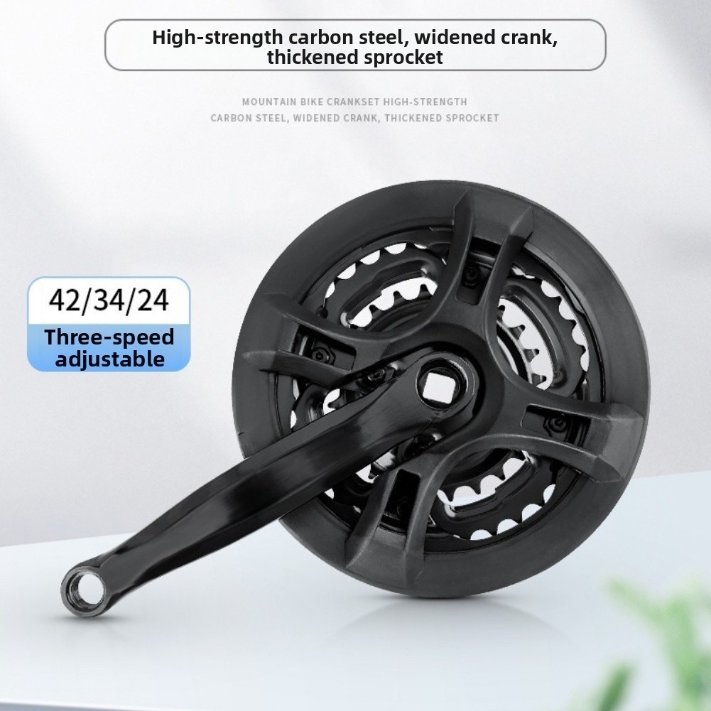 MTB Chainring Set 24 34 42 Teeth High Strength Carbon Steel 170mm Crank