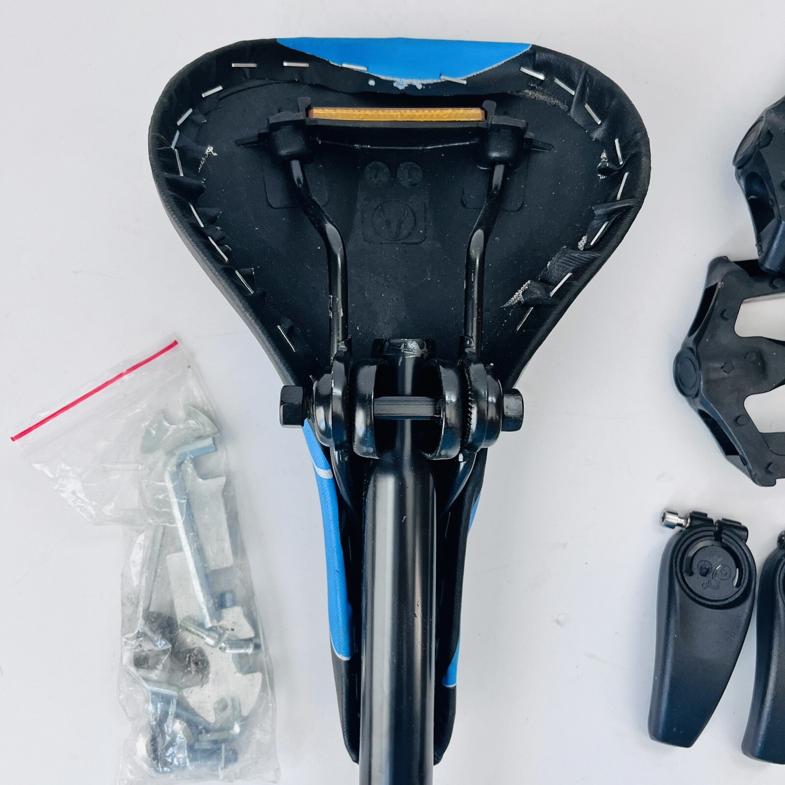 Bike Seat Pedals Accessories Kit Blue Black Bicycle