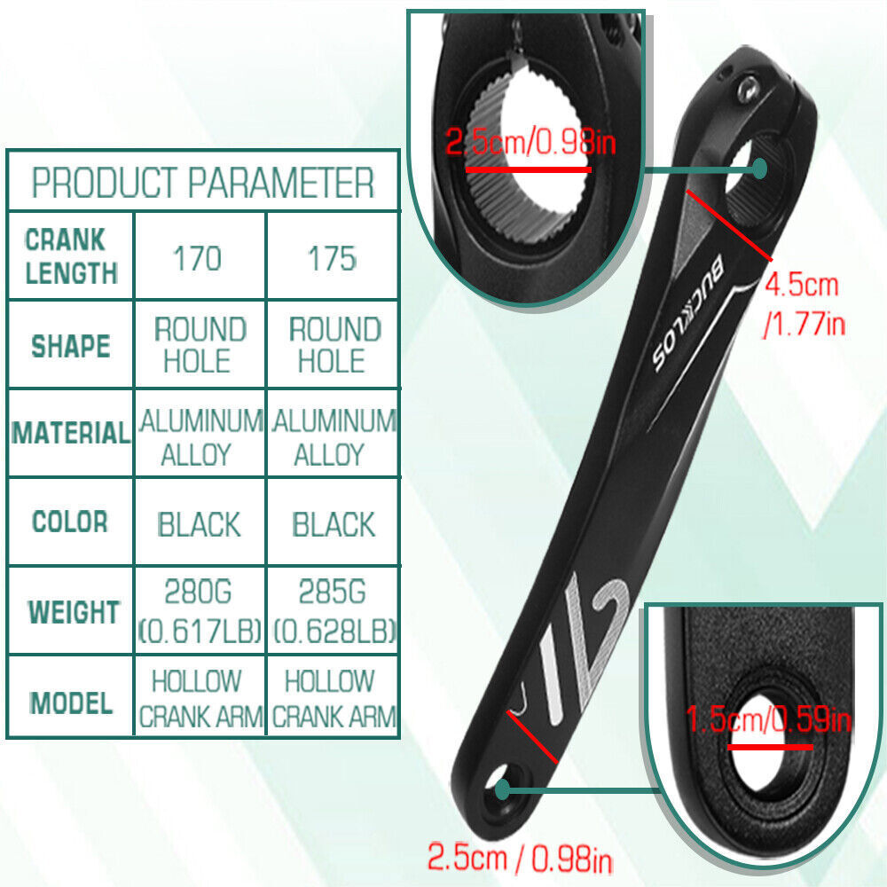 Bicycle Crankset 152/170/175mm Crank Arm Taper Square/Diamond/Spline Aluminum US