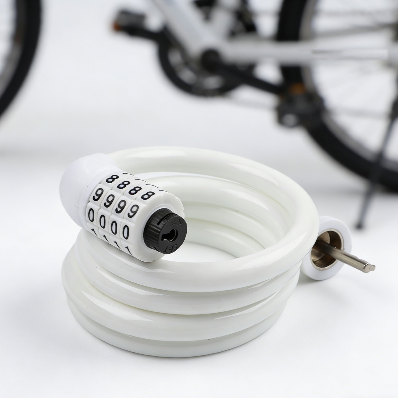 4 Digit Combination Bike Lock 120cm Steel Cable for Bicycle Safety