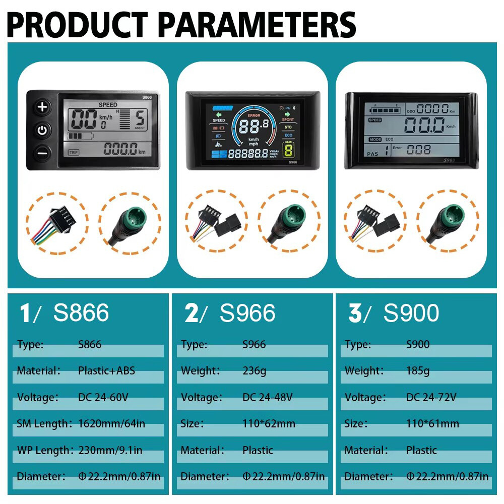 E-bike Three-Mode Sine Wave Controller 24V-48V 17A-40A w/ LCD Display 250W-2000W